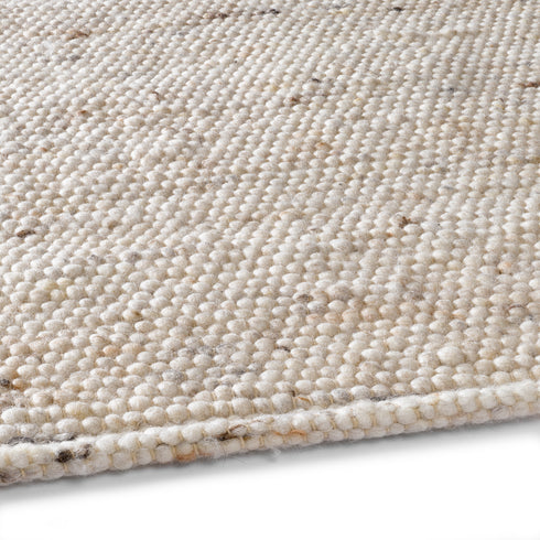 Wollteppich Gewalkt | Reine Schur-Wolle Handweb Teppich im Skandinavischen Design | Natur